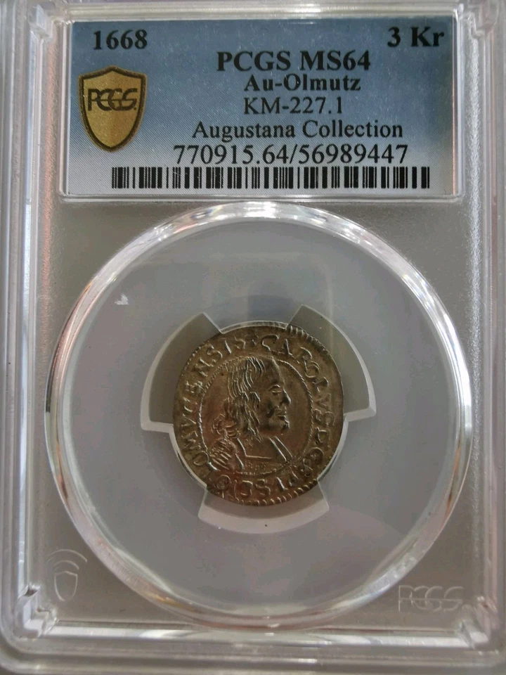 1668 Austrian States OLMUTZ 3 Kreuzer Silver Coin Karl II  PCGS MS-64 - Image 4 of 4