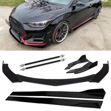 For Hyundai Veloster 13-20 Front Bumper Lip Spoiler Side Skirt Body Kit Glossy
