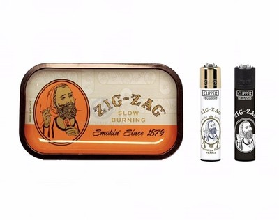 zig zag Metal Rolling Tray 11x7 + Zig Zag Clipper Lighter Refillable