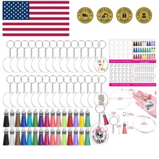 Acrylic Keychain Blanks Kit - 120pcs Including Clear Acrylic Blanks, Keychain...