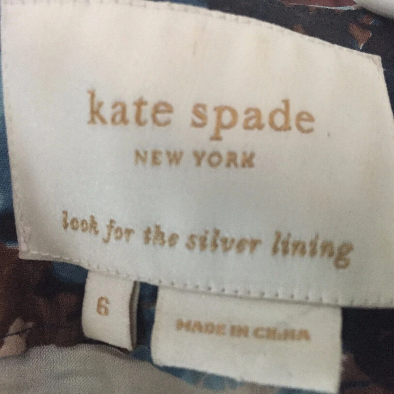 Abito Kate Spade New York blu e marrone floreale senza maniche in seta con cintura taglia 6