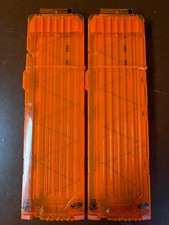 Lot Of 2 Nerf N-Strike Elite 18 Dart Round Magazines Gun Ammo Clips Clear Orange