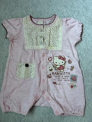 Baby  Hello Kitty Vintage Floral Romper One-Piece Short Sleeve Snap 70 Pink