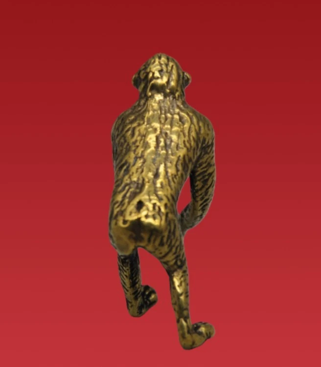 Estatuilla de animal tallada intrincada escultura de mono de latón vintage para colección Foto 4 de 4