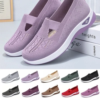 Womens Get Fit Go Walking Shoes Slip On Gym Fitness Memory Foam Ladies Trainers