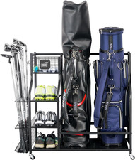 Golf Storage Garage Organizer, Golf Bag Storage Stand and Other Golfing Equipmen