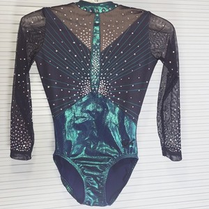GK ELITE Gymnastics Leotard Swarovski RHINESTONE Bling COMPETITION Mesh AXS
