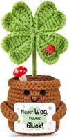 Abschiedsgeschenk Kollegen GlüCksbringer Gestricktes VierbläTtriges Pocket Hug