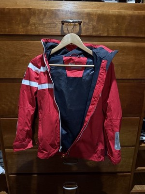 Helly Hansen Kids Red Sailing Jacket Reflective Hood Unisex Size 152/12-14