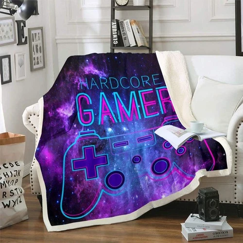 Gamepad Plush Throw Blanket for Girls Boys Kids Sofa Couch Bedroom Decor Gamer