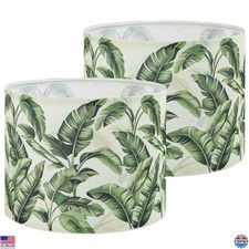 Lamp Shades Set of 2, HD Printing Green Leaf Lamp Shades for Table Lamps,