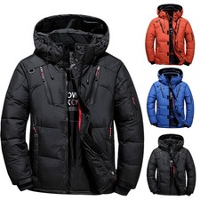 Mens Winter Quilted Warm Coat Duck Down Jacket Padded Bubble Puffer Hooded Parka