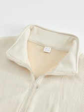 Solid Color Men's Stand Collar Zip Jacket Fleece Lined Casual Regular Fit