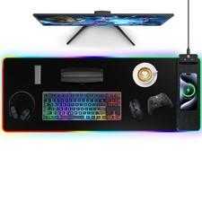 Mouse Pad with Wireless 31.5L x 11.8W inches, 31.5x11.81"-Black Right