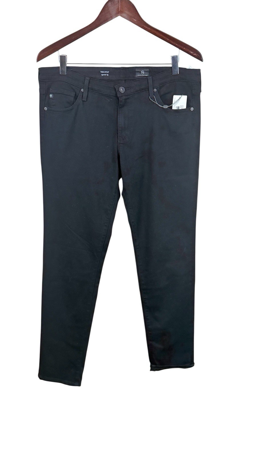 AG Adriano Goldschmied The Stilt Cigarette Leg Black Jeans Womens Size 32R NWT