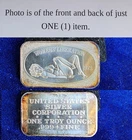 Vintage 1973 USSC Women' Liberation Nude 1 Troy Oz 999 Fine Silver Bar
