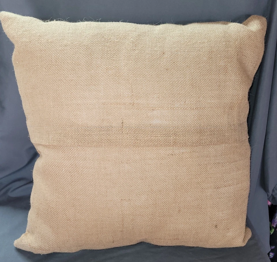 Almohada de arpillera flores francesas granja flores campo rústico patio sala de estar Foto 4 de 4