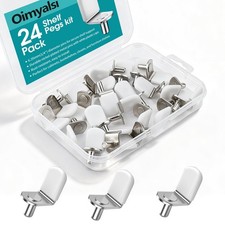 24 Pack Shelf Pegs 1/4 Inch 6.35mm with Storage Box, L-Shaped Pins with Ant...