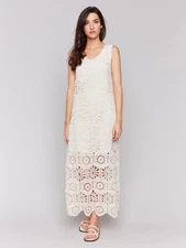 Charlie B  Cotton Crochet Sleeveless Maxi Dress - Natural NEW w/Tags