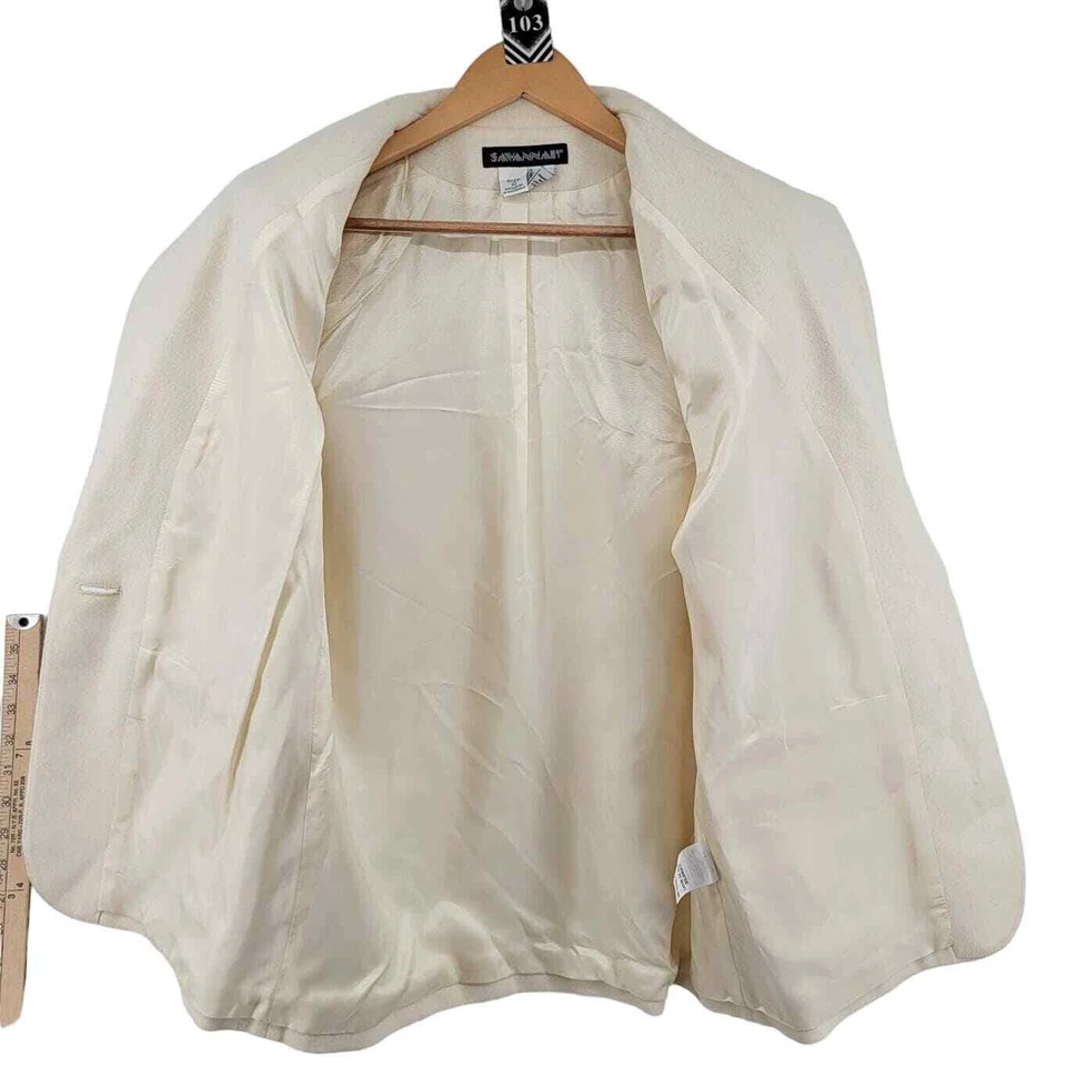 Savannah 100% Wool Single Button Front Boyfriend Blazer 10 Ivory - Image 3 of 4