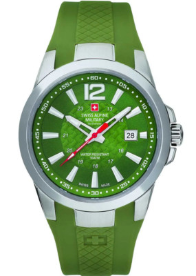 Swiss Alpine Military Green Dial Date Silicone Band Swiss Watch 7058.1838
