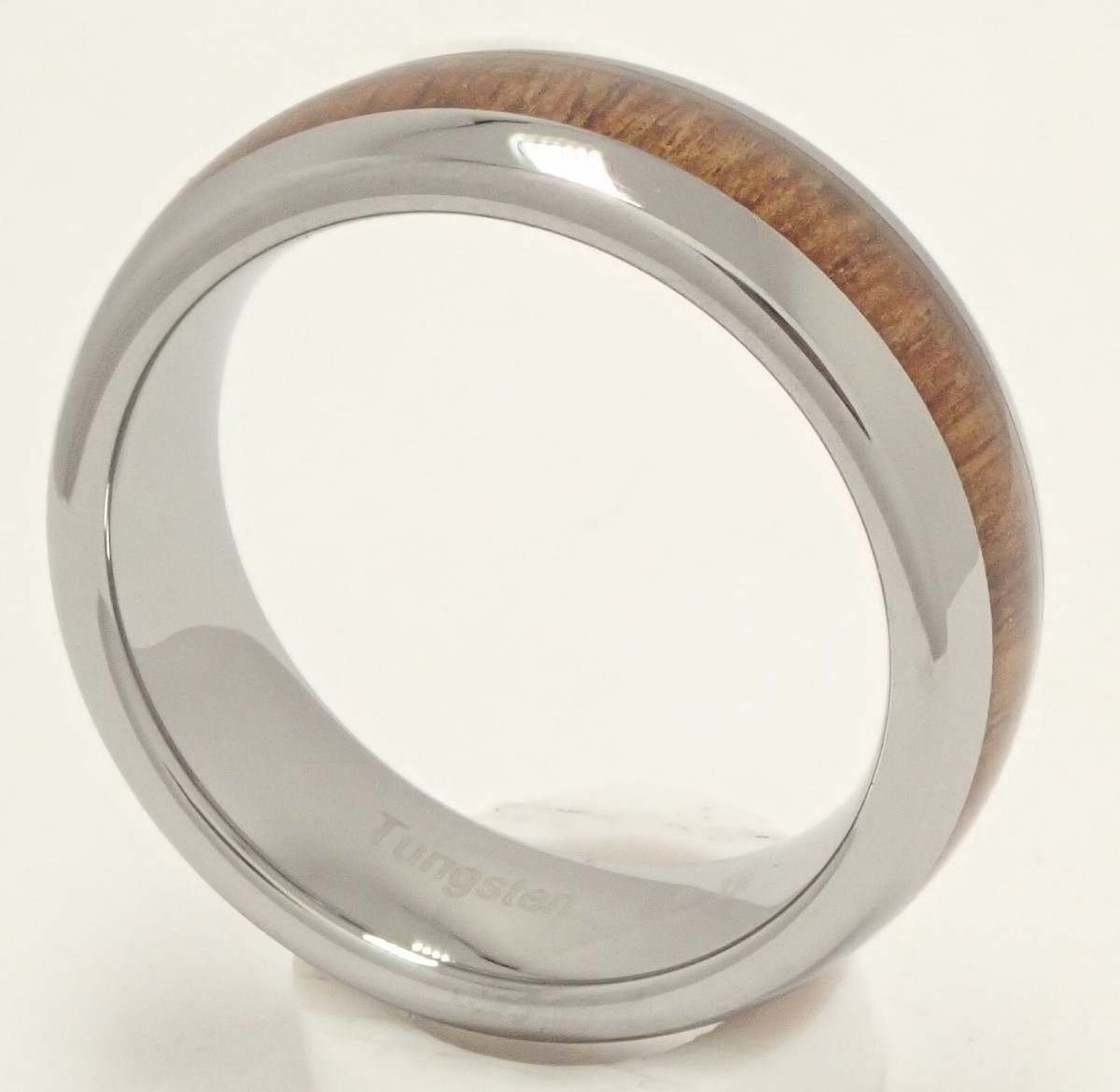 Tungsten Carbide & Koa Wood Turtle Ring – 8mm Comfort Fit Wedding Band For Men & Women - View #6