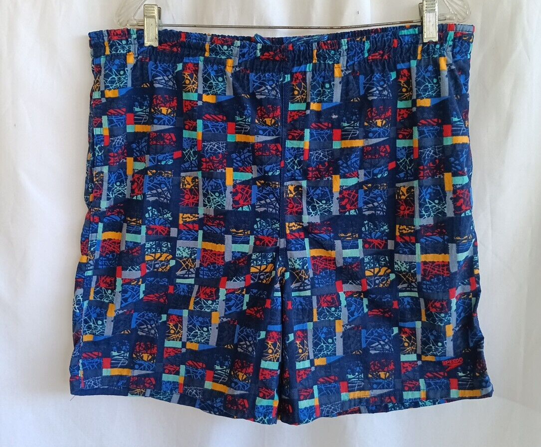 Speedo Mens Swimming Trunks XL Multicolor Print Elastic Drawstring