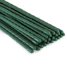 Garden Stakes 25 Pack 4 Ft Steel Plant Garden Tomato Stakes With Plastic Coat Fo
