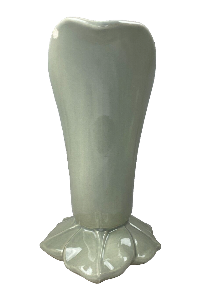 MidCentury Red Wing Cornucopia Vase with Handle 1356 Light Sage Green