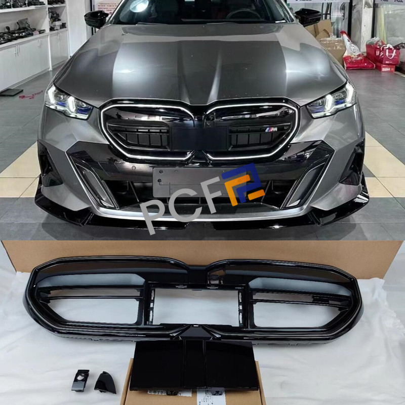 For BMW 5 Series I5 G60 LED Gloss Black Front Bumper Center Hood Grille 2024-25
