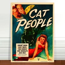 Vintage Horror Movie Poster Art ~ CANVAS PRINT 32x24" The Cat People