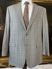 Jos A Bank 46L Gray Nailhead Check 100 Wool Textured Blazer Sport Coat Jacket