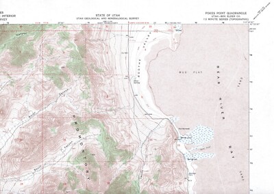 Pokes Point, Utah 1968 Vintage USGS Topo Map 7.5 Quadrangle - Shaded