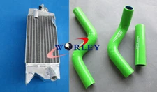 Aluminum Radiator + Green Hose for 1998-2013 Kawasaki KX80 KX85 KX100 1999 2000