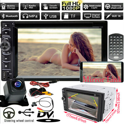 6.2''inch 2 DIN Car CD DVD Player Bluetooth Stereo Radio HD MirrorLink-GPS+Camera