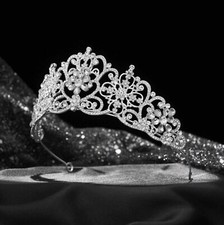 Silver CZ Crystal Bridal Wedding Tiara Crown Swarovski Crystal Crown Gang