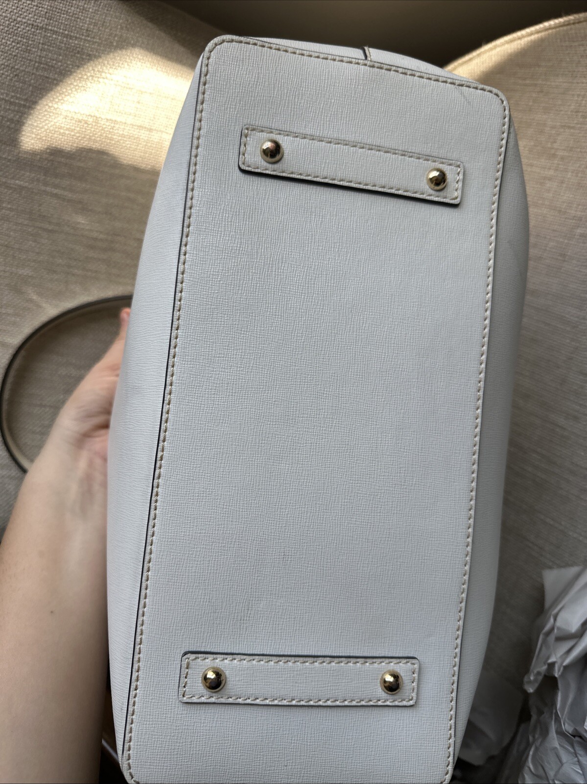 Dooney Bourke Solid White Pebble Grain Leather La… - image 7