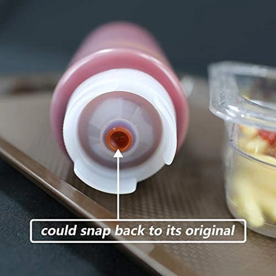 CMI 4 Pack 12oz to 32oz Plastic Squeeze Bottle Ketchup Sauce Condiment Dispenser - Image 3 of 4