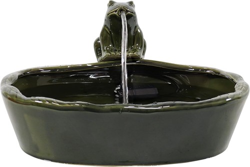 Fuente Solar Rana Contemporánea 13.5" - Cerámica con Agua Suave en Cascada - Imagen 8 de 11