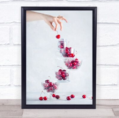 Kirschweiß Beere Balance Top Genauigkeit Perfektion Glas Wandkunstdruck