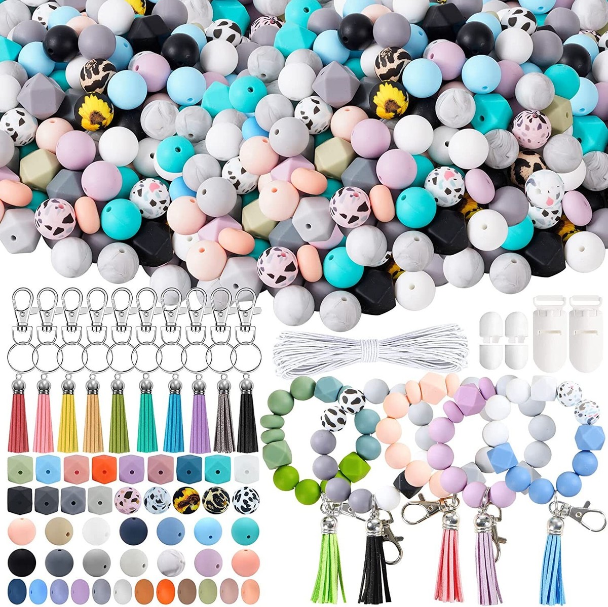 50Pcs/Lot 9/12/15mm Round Silicone Beads Chain Spacing Loose Beads...