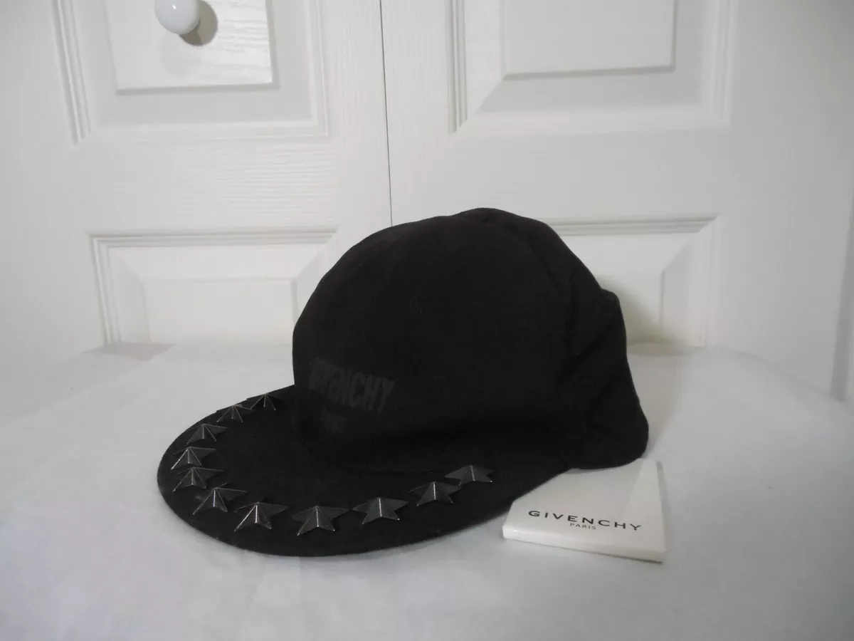 NWT Givenchy Star-Studded Flat-Bill Cotton Cap Hat, Black | eBay