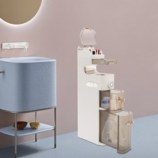 Narrow Bathroom Standing Storage Cabinet with Drawers for Toilet Small Space
