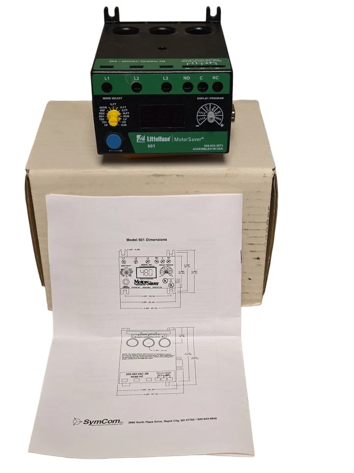 LITTELFUSE 601 MOTORSAVER 3-PHASE VOLTAGE MONITOR 200 - 480 VAC 50/60Hz ( NEW ) - Image 3 of 4