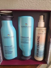 Pureology Strength Cure Shampoo, Conditioner Color Fanatic Gift Set for Damage