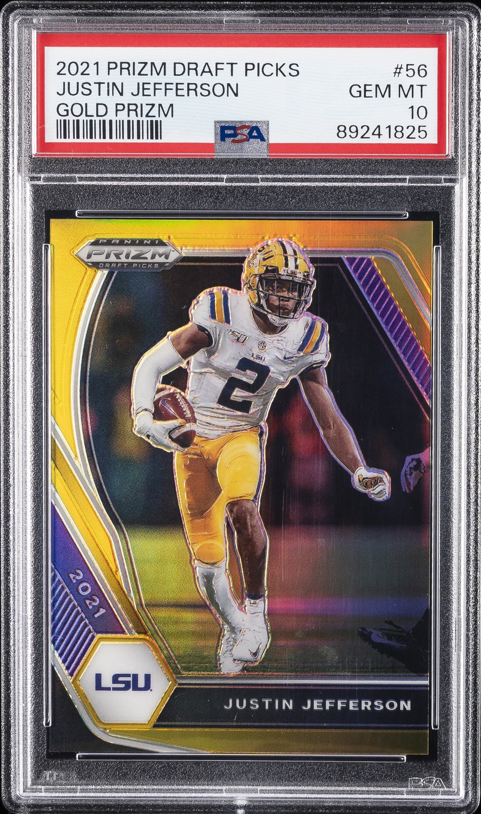 2021 PANINI PRIZM DRAFT PICKS GOLD PRIZM #56 JUSTIN JEFFERSON 3/10 PSA 10