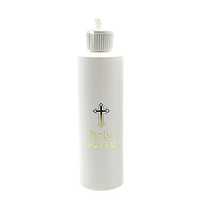 250ml Empty Holy Water Bottle White with Gold Blocking Logo for Religious Easter