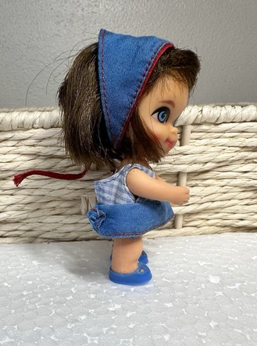 Vintage Mattel Liddle Kiddles BABE BIDDLE Doll, Dress, Scarf, Shoes,