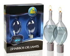 Glass Paraffin Shabbat Candle Holder Cup and Wick – Tear Drop Shape, 2 Pack –...