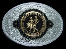 TD05105 VINTAGE 1970s SQUARE DANCING WESTERN COWBOY DESIGN BELT BUCKLE